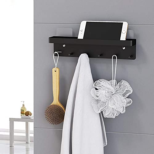 MKO Key Holder Wall Mount, Key Holder Wall Mount Adhesive with Mail Organizer Tray with 6 Key Hooks for Wall, Black - color: Black 1pcs