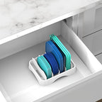 Simple Houseware Food Container Lid Organizer, Adjustable Dividers Lids Storage, 10''x8'', White - size: Small - 10.6'' x 8.3''