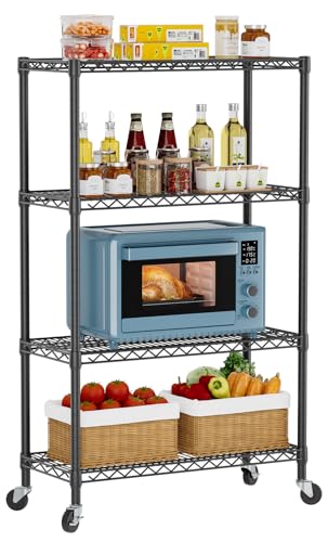 Golpart 4 Tier Shelves Storage Shelf Wire Closet Bathroom Organizers Metal Pantry Kitchen Garage Shelving Unit Laundry Room Organization Home Rack Net Basket Black 14”D X 36”W X 58”H - color: Black, size: 4 shelves (14 "D X 36 "W X 58.2 "H)