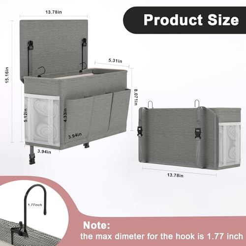 Edudif Dual-purpose Bedside Caddy Bedside Organizer, Bed Caddy with 6 Pockets, Versatile Bedside Storage Solution Magazine Remotes holder, ideal for Home, Dorm, Hospital, Crib Bed (Grey 2pcs) - color: Grey 2pcs