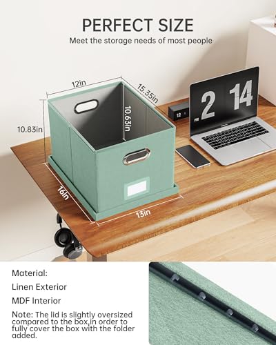 Oterri File Organizer, File Box, File Cabinet for Letter File Folder Storage, Portable Storage Bins with Lids for Office/Decor/Home,Document Organizer, 1 Pack,Green-Box Only - color: Green, size: 1 pack