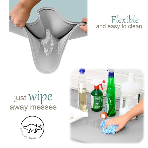 The Original Under Sink Mat - Silicone Waterproof mat, Trimmable, Easy to Clean, Kitchen cabinet liner, Under sink protector mats, Drip Tray with Lip - 34" x 22" or smaller - color: Gray, size: 34" x 22"