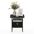 Furinno Andrey Set of 2 End Table / Side Table / Night Stand / Bedside Table with Bin Drawer, Dark Brown/Black - color: Dark Brown/Black, size: 2-Pack, Center Bin