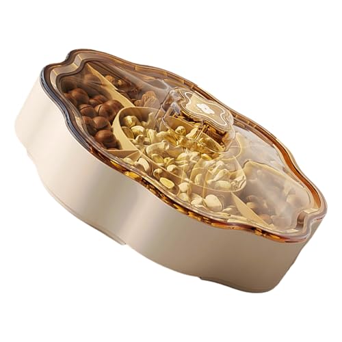 Candy Box Dry Fruit Container With Lid For Living Room 5 Compartments Snacks Organiser For Household Use - color: 1-tier, size: cream color