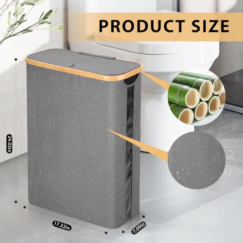 Odonata Large Toilet Paper Storage Basket with Lid, Slim Toilet Paper Organizer, Hold up to 20 Regular Rolls or 15 Mega Rolls. (Grey, 49L) - color: Grey