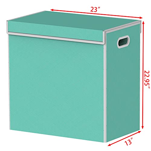 Simple Houseware Double Laundry Hamper with Lid and Removable Bags, Turquoise - color: Turquoise