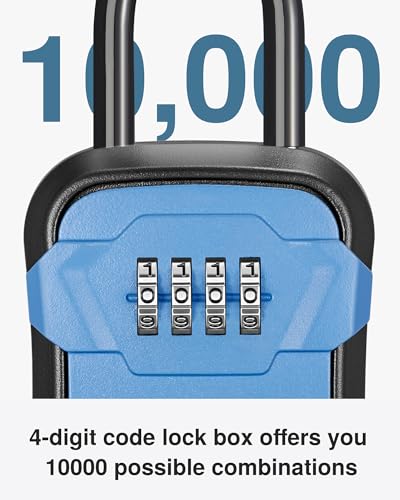 Puroma Lock Box, Key Lock Box Wall Mount & Portable Combination Lockbox with Resettable Code, Security Lockbox for Outside House Keys, Apartment Realtors Spare Keys Storage (1 Pack, Blue) - color: Blue