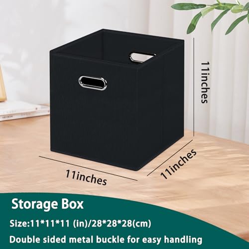 Black Foldable Storage Cubes Bins, Fabric Storage Box Cubes Organizer Baskets with Dual Handles for Home Organizer,Set of 3,(Black) - color: Black, size: 3 Pack
