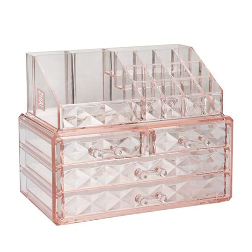 ZHIAI Stackable cosmetic organizer with drawers, easy to organize cosmetic products accessories Suitable for vanity, toilet, bathroom and bedroom organization and storage