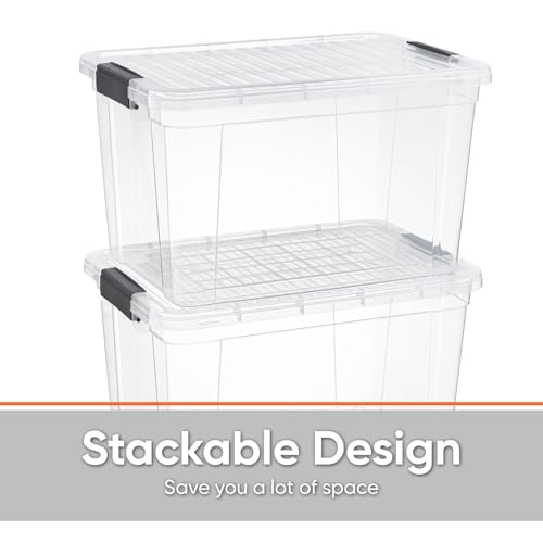 Superio Deep Storage Organizer Bin with Lid X-Deep Small Clear Storage Box with Latch for Home, Kitchen, Garage- Store, Food, Supplies, and Hair Accessories (4.75 Quart) - size: 4.75 Qt
