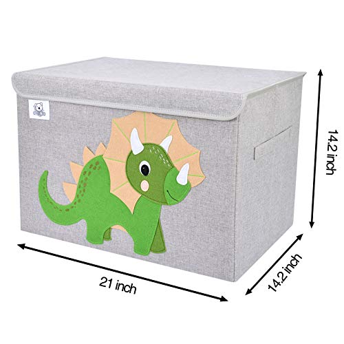 CLCROBD Foldable Large Kids Toy Chest with Flip-Top Lid, Collapsible Fabric Animal Toy Storage Organizer/Bin/Box/Basket/Trunk for Toddler, Children and Baby Nursery (Triceratops) - color: Triceratops