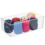 mDesign Long Plastic Drawer Organizer Box, Storage Organizer Bin Container; For Closets, Bedrooms, Use for Leggings, Socks, Ties, Jewelry, Accessories - Lumiere Collection - 6 Pack - Clear - size: 12 x 6 x 4 (Pack of 6)