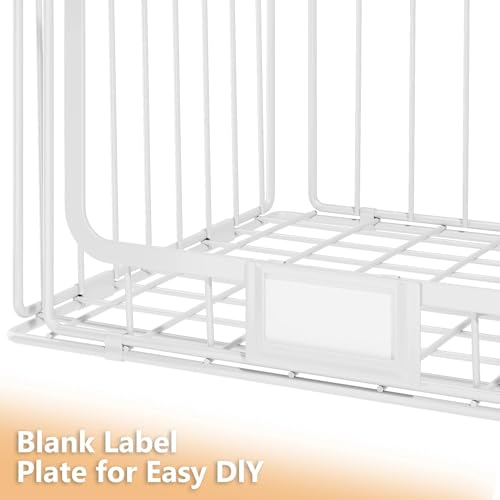 3-Pack Hanging Laundry Organizer, Stackable Wire Shelf Storage with Label Cards, Foldable Metal Baskets with 360 Rotating Hooks, Space-Saving for Laundry Room, Closet & Pantry, 11"15" Large, White - color: White, size: 3Tier-15"D x 11"W