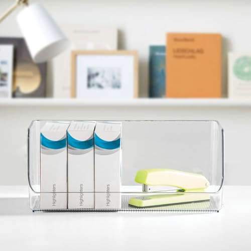 iDesign Wide Stackable Open-Front Storage Bin for Kitchen and Pantry, Clear, Made in USA - style: Pack of 1