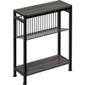 End Table for Small Space, 3-Tier Narrow Side Table with Magazine Holder,Slim Nightstand, Skinny Snack Couch Table in Living Room, Bedroom Study and Balcony (Grey) - color: Grey