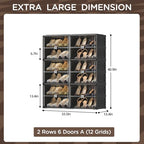 Vipbox Black Shoe Rack Organizer Cabinet for Closet Entryway,Clear Shoe Storage Boxes Stackable Sneaker Storage with Door Easy Assembly Shoe Cabinet with Lids Large 6 Tiers 24 Pairs - size: 6 Tiers 24 Pairs