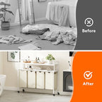 Lifewit Laundry Hamper 4 Section, 168L Pull out Laundry Clothes Basket Organizer with Large Top Shelf and 4 Removable Bags and Handles for Laundry Room Bedroom Bathroom, White with Shelves and Wheels - color: White, style: Laundry hamper with shelves and
