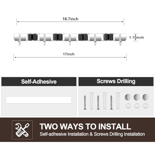 2 Pack Broom Holder Wall Mount, Stainless Steel Broom Hanger Wall Mount, Heavy Duty Mop and Broom Holder Tool Racks Utility Hooks for Laundry Room Garden Garage, Black (4 Racks and 5 Hooks) - color: Black, size: 2Pack 4R5H