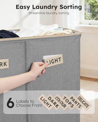 SOLEDI 200L 3-Section Laundry Hamper with Lid, Extra Large Dirty Clothes Basket with Sturdy Handles for Laundry Room & Bedroom - Durable Organizer for Sorting Laundry - color: Grey, size: 200L