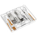 Yieach Clear Expandable Silverware Drawer Organizer,9.4-15.6In Adjustable Silverware Tray for Drawer,Acrylic Kitchen Utensil Drawer Organizer for Cutlery,Flatware Organizers and Fork and Spoon Holder - size: M - 9.4 to 15.6