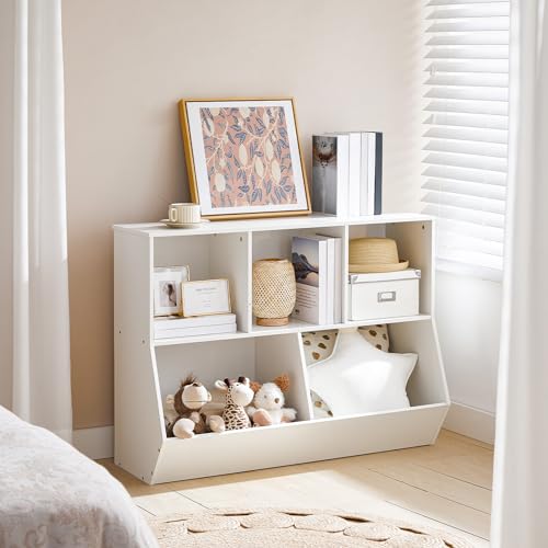 HOOBRO Kids Bookshelf - 39.4" L Toy Storage Cabinet, Bookcase Footboard, Cubby Shelf, Fit for Children's Room, Playroom, Hallway, Kindergarten, White WT132CW01 - color: White, size: 39.4"L x 11.8"W x 29.5"H