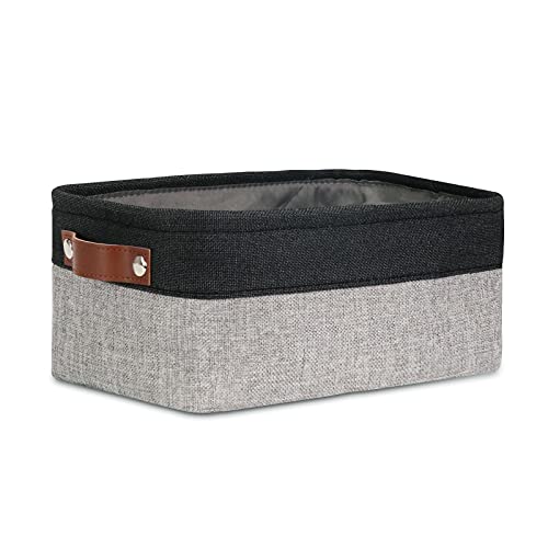 DULLEMELO Small Collapsible Fabric Basket for Organizing, Shelves, Closets, Laundry, Nursery, Decorative Gift Basket (Black&Gray) - color: Black&Gray, size: Small-11.8"x7.9"x5.1"