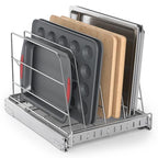 Pull Out Cabinet Organizer for Cutting Board, Cookie Sheet, Baking Sheet, Stainless Steel Sliding Rack for Bakeware & Trays, Heavy-Duty Cutting Board Organizer (12.9” x 16.5” (32.6 x 41.8 cm)) - style: 12.9”W x 16.5”D (32.6 x 41.8 cm)
