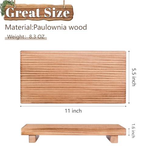 Bathroom Tray Farmhouse Decor Pedestal Stand Wood Riser Display Kitchen Accessories Soap Holder for Sink, Counter, Vanity, 11 * 5.5 Brown - color: Brown, size: 11" x 5.5" x 1.6"