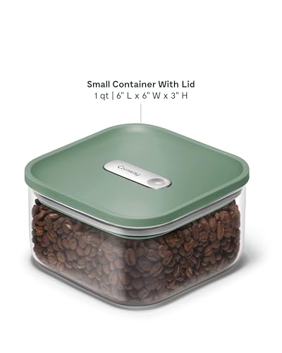 Caraway 1qt Glass Airtight Food Storage Container with Lid – Non-Toxic, BPA-Free Kitchen Storage Container – Stackable, Space-Saving Airtight Container for Dry Goods and More - Sage - color: Sage, size: 1qt Container