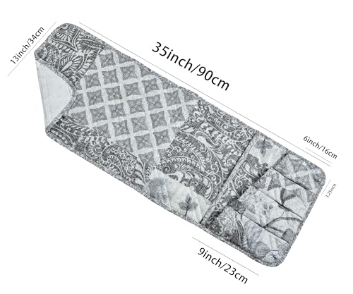 Brilliant Sunshine Grey Flowers Patchwork Couch Armrest 5 Pockets Organizer, Slip Resistant Recliner Armchair Caddy, Washable Remote Controls Holder, Storage for Magazine, Tablet, Phone, iPad, Grey - color: Medium Grey