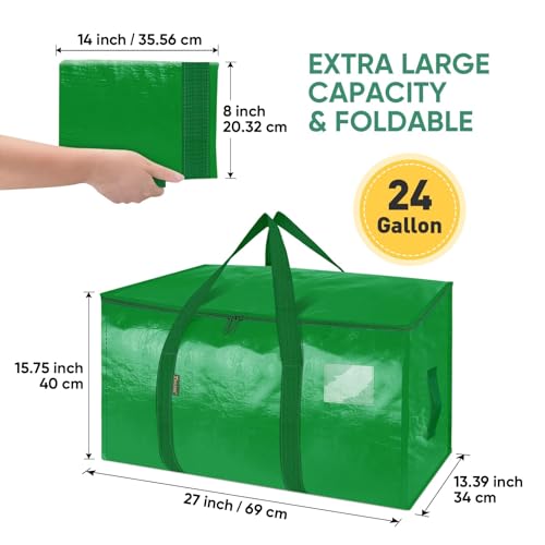 BALEINE 2-Pack Oversized Moving Bags with Reinforced Handles, Heavy-Duty Storage Tote for Clothes, Moving Supplies (Light Green, 2-Pack) - color: Light Green, size: 2-Pack