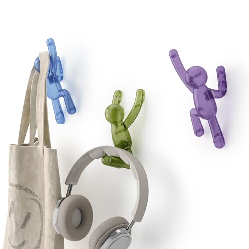 Umbra Buddy Wall Hooks – Drill-Free PIN-Point Decorative Wall Mounted Coat Hooks for Hanging Coats, Scarves, Bags, Purses, Backpacks, Towels & More, Set of 3, Assorted Gem Colors - color: Gem Multi