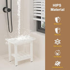 HIPS Shower Benches for Inside Shower, Shower Stool with Space-Efficient Storage Shelf, Waterproof Shower Chair Seat for Spa Bathroom(White) - color: White