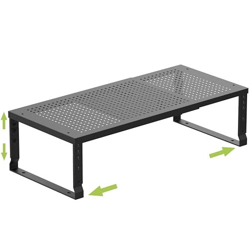 Jojocross Expandable Cabinet Shelf Organizer Storage Spice Rack Shelves for Kitchen Stackable Adjustable Pantry Cupboard Bathroom Countertop Desktop(1Pack/Black/Large-with Hole) - color: 1 Pack/Black With Hole, size: LARGE:10.1"D x 16.6~26.5"W x 6.1"/7.5"