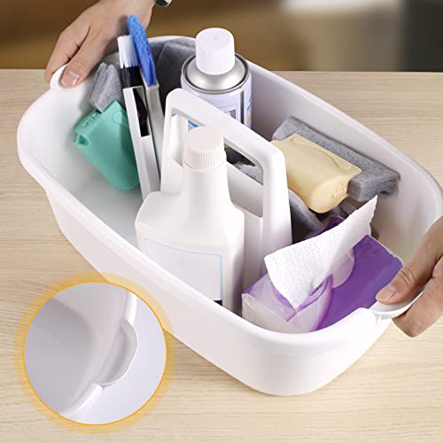 2-Pack Large White Cleaning Caddy for Cleaning Supplies with Handle - Portable Plastic Tote Organizer for Shower, Bathroom, Kitchen, Under Sink Storage - color: White