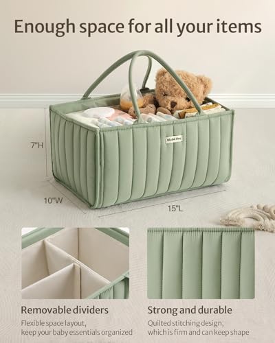 Blissful Diary Baby Diaper Caddy Organizer, Stylish Storage Basket for Newborn Essentials and Diaper Station, Gift for Baby Shower and Registry Must-Have, Sage Green - color: Sage Green
