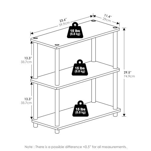 Furinno Turn-N-Tube Storage Shelves, 3-Tier Book Shelf, Corner Shelf, Toolless Open Shelves, for Organization and Storage, Living Room, Garage, Home Office, Amber Pine - color: Amber Pine/Black, size: 3-Tier