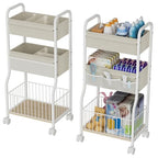 3-tier Baby Diaper Caddy Organizer and Storage Cart with 4+3 Dividers, Metal Utility Cart with Lockable Wheels for Nursery, Bedroom, Bathroom, White - color: White