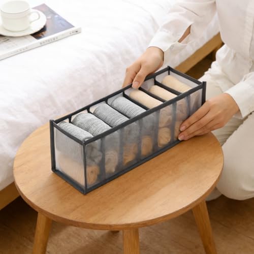 2 Pcs Underwear Storage Box Drawer Underwear Organizer Lingerie Organizer Compartment Storage Box for Wardrobe Drawer Use(Grey) - color: Grey-2pc