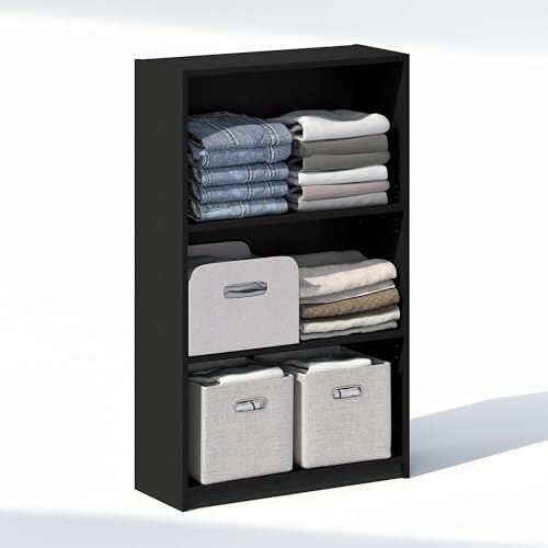 Furinno Reed Closet Organizers and Storage, 3-Tier Closet Organizer, Open Shelf Closet Storage, for Wardrobe, Bedroom, Living Room, Blackwood - color: Blackwood, size: 3-Tier Adjustable