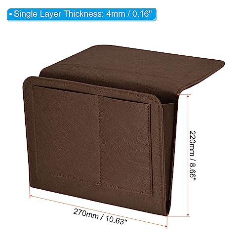 PATIKIL 11in Bedside Caddy, Bed Caddy Bedside Organizer Hanging 5 Pocket Soft Bed Pockets Bedside Storage Organizer Remote Control Holder for Bedroom Phones Glasses, Dark Brown - color: Dark Brown, size: 10.6*8.6inch