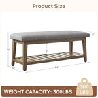 Zihanhome Entryway Bench, Chenille Upholstered Shoe Benches for Bedroom, Ottoman Benches with Solid Wood Shelf, Storage Bench for Hallway, Living Room(Grey) - color: Grey