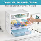 Vtopmart Clear Desk Organizer, 4-Tier Assemble Desktop File Organizer with Drawers, Office Desk Organization for Office Supplies