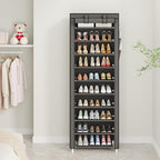 UDEAR 10-Tier Free Standing Shoe Rack Sturdy Shoe Rack Organizer for Closet Entryway Stackable Shoe Shelf with Dustproof Cover,Grey - color: Grey