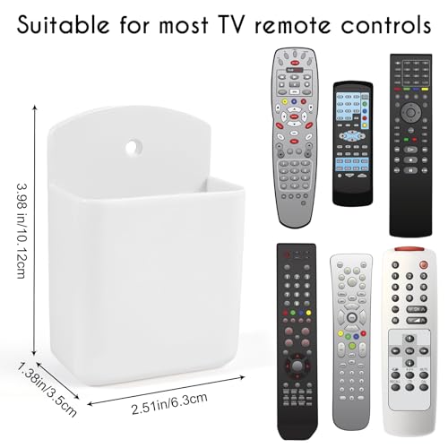 2 Pack White Remote Control Holder, Self adhesive Wall Mount Storage Box for TV and Air Conditioner Remote Controls, Pen Holder Organizers and Accessories for Home Office School - color: Set of 2-White