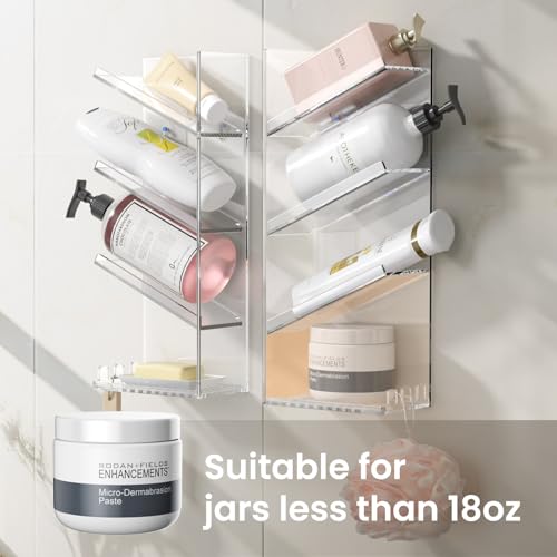 AITEE Acrylic Bathroom Organizer Caddy, Clear Shampoo Holder Wall Mounted, Shower Organizer with Suction Cup, No Drilling and Rustproof, Sturdy and Durable - Combination Shelf - style: Combination Shelf