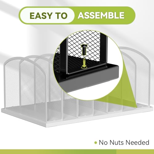 MINDEPOT Desk File Organizer Vertical 7 Sections Mesh File Sorter Paper Storage Organizer for Desk, Office Organization File Holder Rack, White - color: White, size: 1Pack