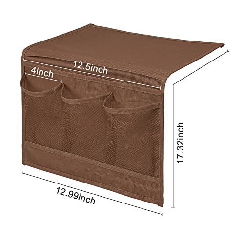 Surblue Bedside Caddy 4 Pockets Bedside Storage Organizer for TV Remote Control Phone Glasses Magazine (Coffee) - color: Coffee