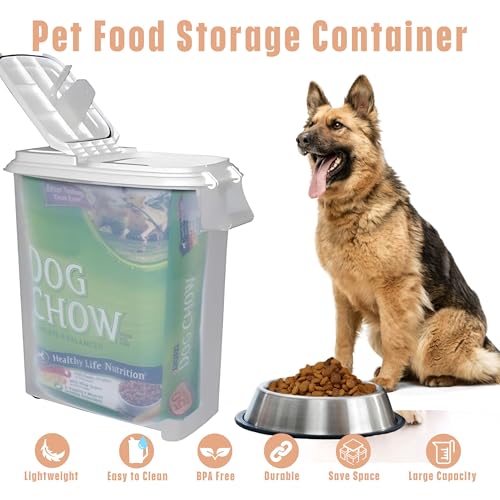 Buddeez Airtight Pet Food Storage Container - 50 QT Capacity Dog Food Storage Container - Cat Food Container, Bird Seed Storage Container, Rolling Storage Bin, Air Tight with White Lid - color: White Lid, size: 1 Pack (50 Quart)