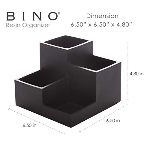 BINO | Multi Purpose 4 Compartment Organizer - Make up Organizer for Vanity - Makeup Holders for Bathroom - Toiletry Countertop - Toothbrush and Bathroom Accessories Holder - Matte Black - color: Matte Black